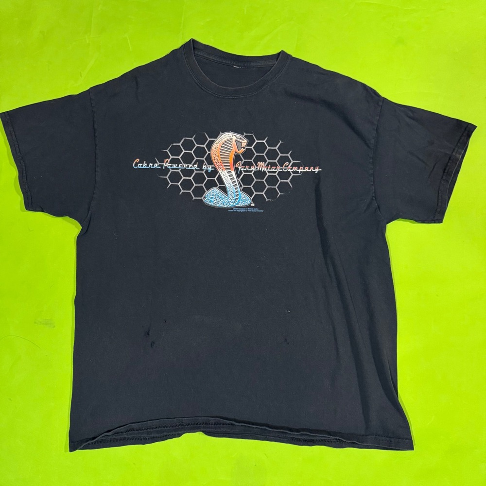 Ford Motor Company Cobra Powered Graphic T-Shirt Black Mens XL Short Sleeve
